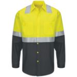 Picture of Red Kap® SY14-COLORBLOCK-C2 Hi-Visibility Long Sleeve Color Block Ripstop Work Shirt - Type R, Class 2