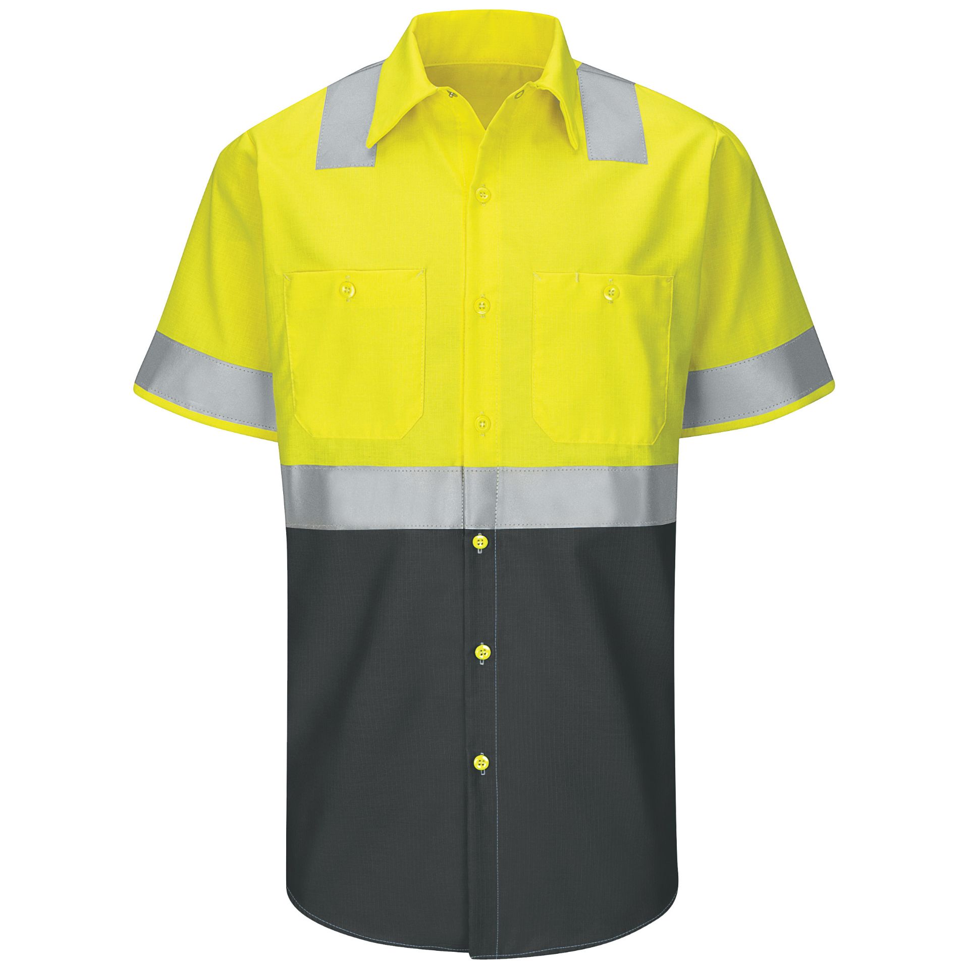 Picture of Red Kap® SY24-COLORBLOCK-C2 Men's High Visibility Short Sleeve Color Block Ripstop Work Shirt - Type R, Class 2