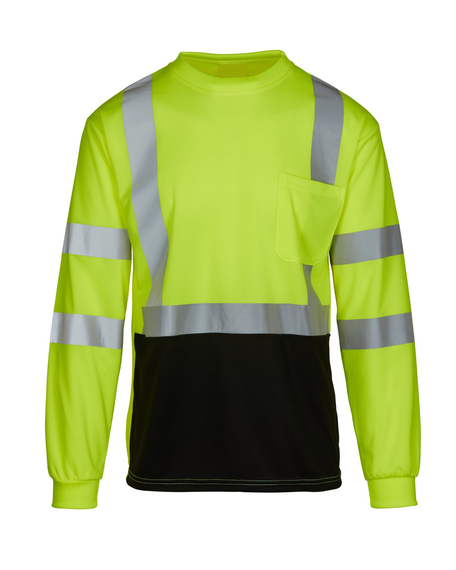 Picture of Max Apparel MAX455 Class 3 Long Sleeve T-shirt, Safety Green/Black Bottom