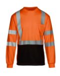Picture of Max Apparel MAX456 Class 3 Safety Orange Moisture Wicking Short Black Bottom Long Sleeve T-shirt