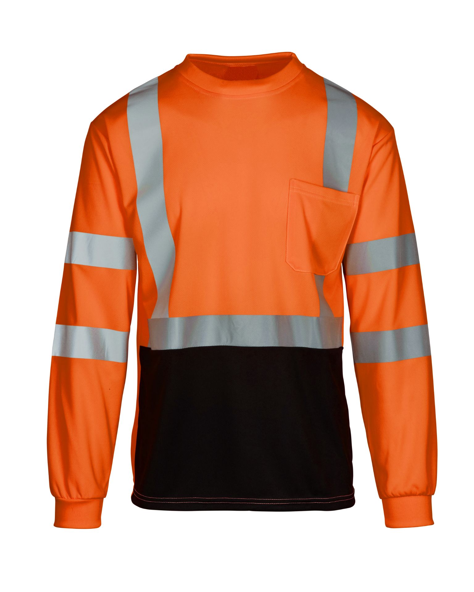 Picture of Max Apparel MAX456 Class 3 Safety Orange Moisture Wicking Short Black Bottom Long Sleeve T-shirt