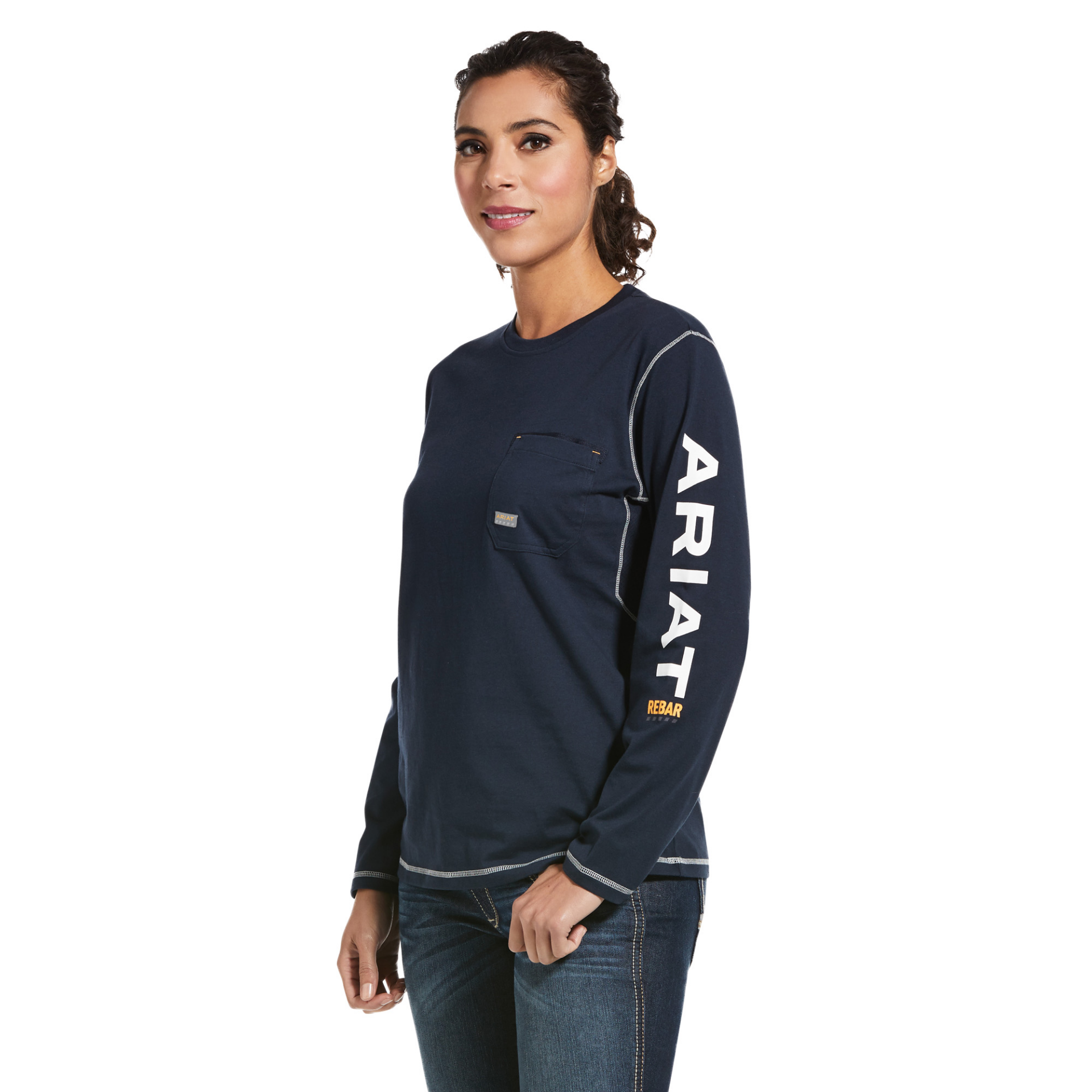 Picture of Ariat 10032908 REBAR WORKMAN LOGO LS T-SHRT