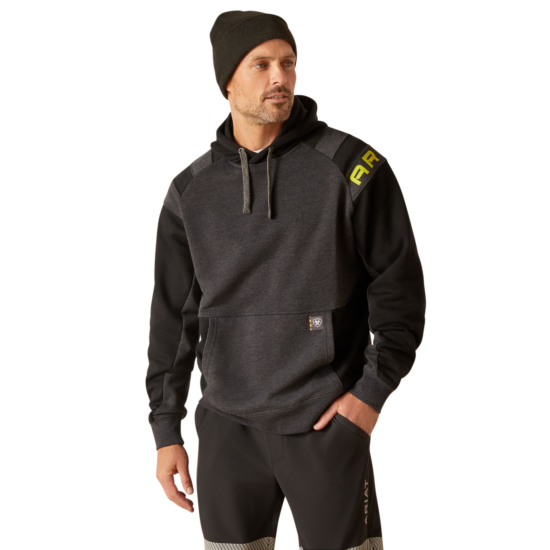 Picture of Ariat 10048946 REBAR WORKMAN COLORBLOCK LOGO HOOD