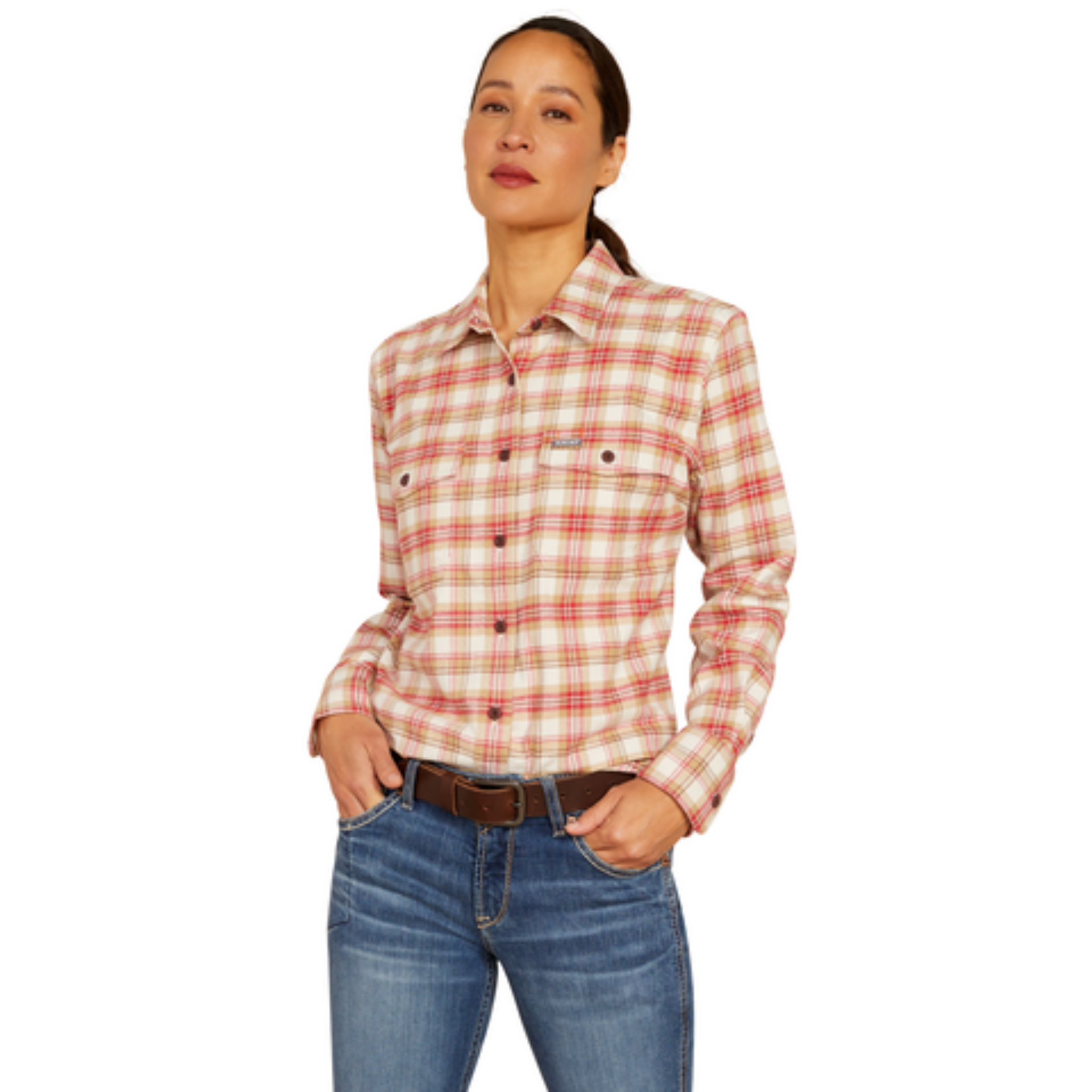 Picture of Ariat 10052843 REBAR FLANNEL DURASTR LS WRK SHRT