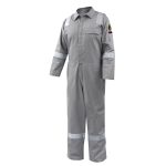 Picture of Black Stallion CF2118-GY 7 OZ FLAME-RESISTANT COTTON REFLECTIVE TAPE COVERALLS (GRAY)