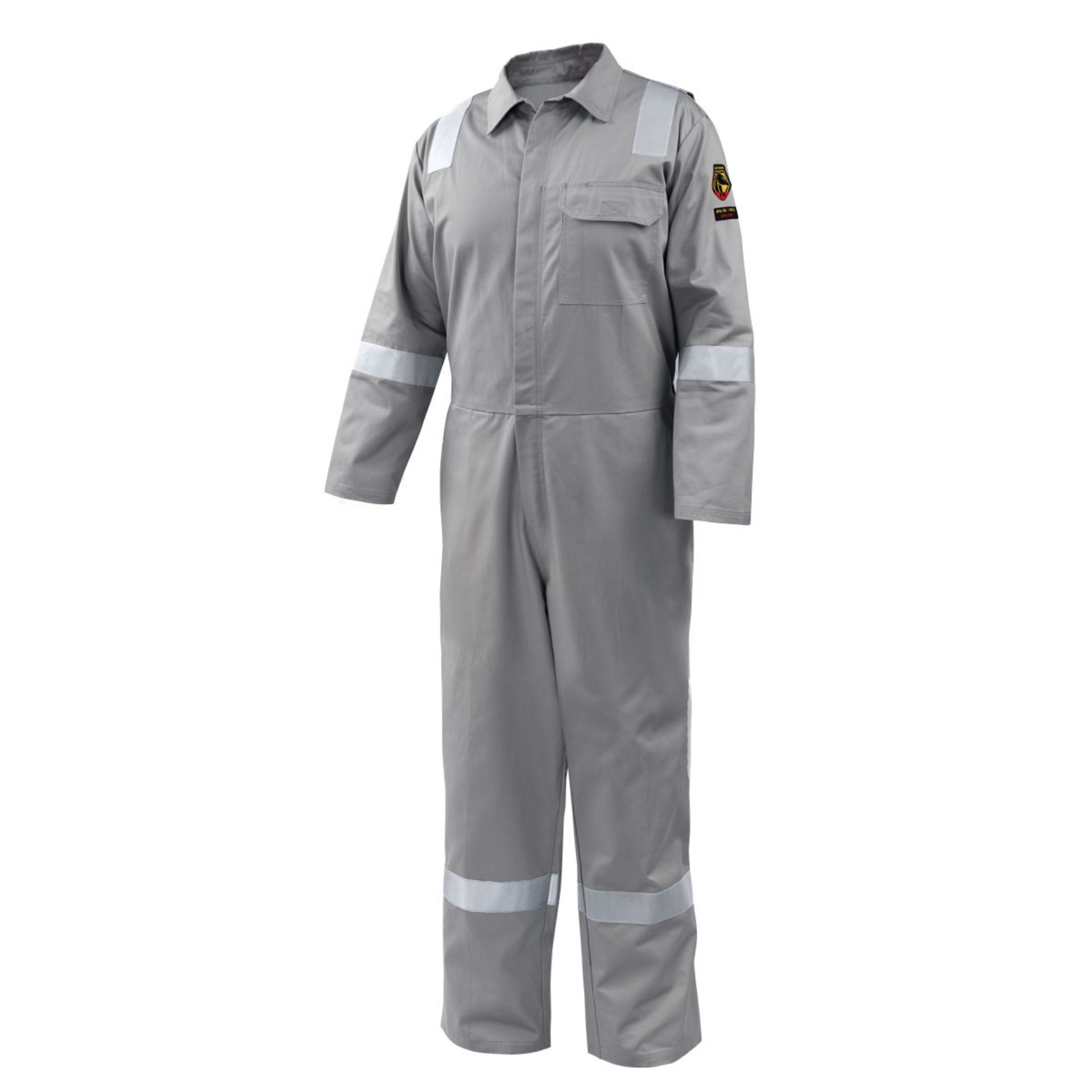 Picture of Black Stallion CF2118-GY 7 OZ FLAME-RESISTANT COTTON REFLECTIVE TAPE COVERALLS (GRAY)