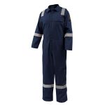 Picture of Black Stallion CF2118-NV 7 OZ FLAME-RESISTANT COTTON REFLECTIVE TAPE COVERALLS (NAVY)