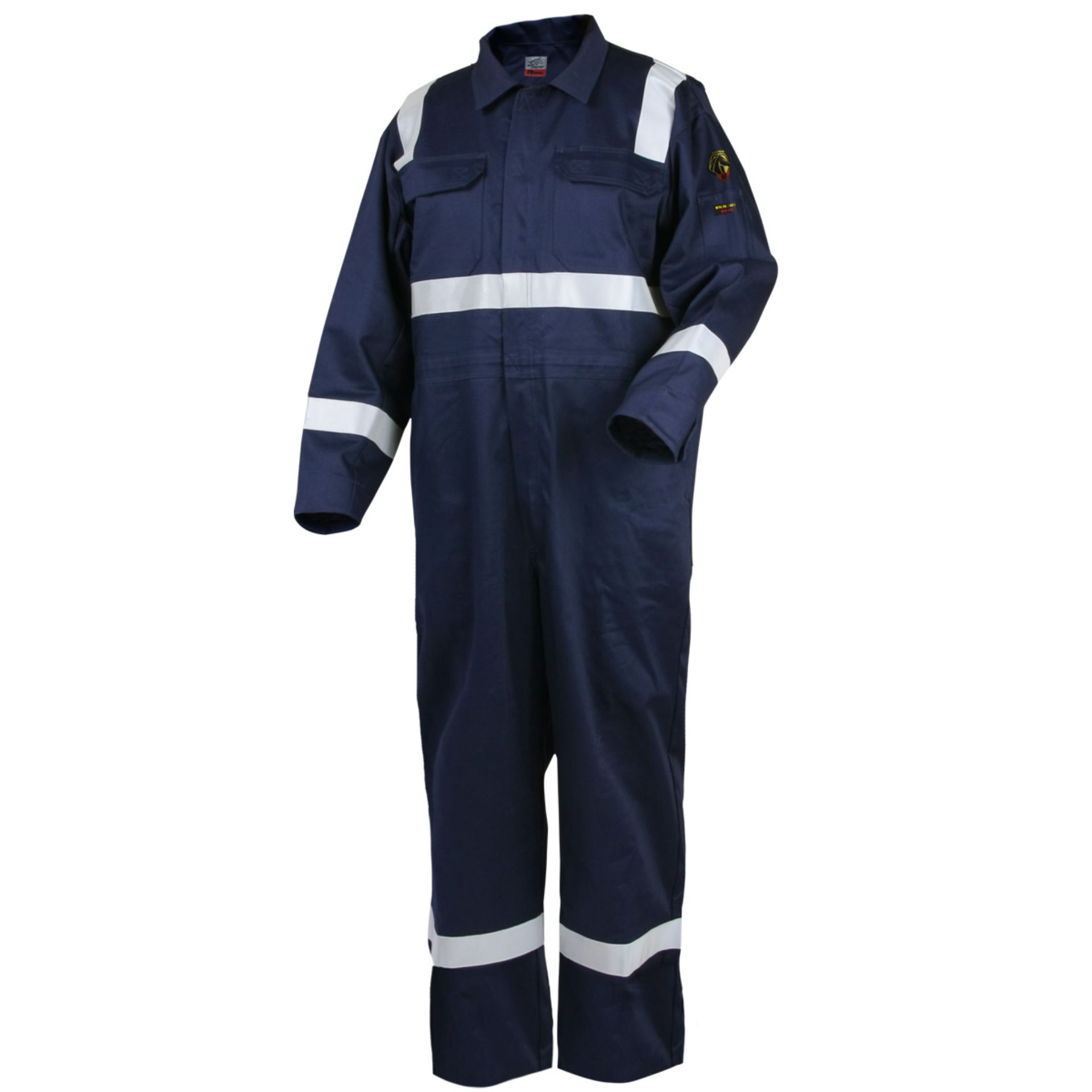 Picture of Black Stallion CF2216-NV 9 OZ FLAME-RESISTANT COTTON REFLECTIVE TAPE COVERALLS