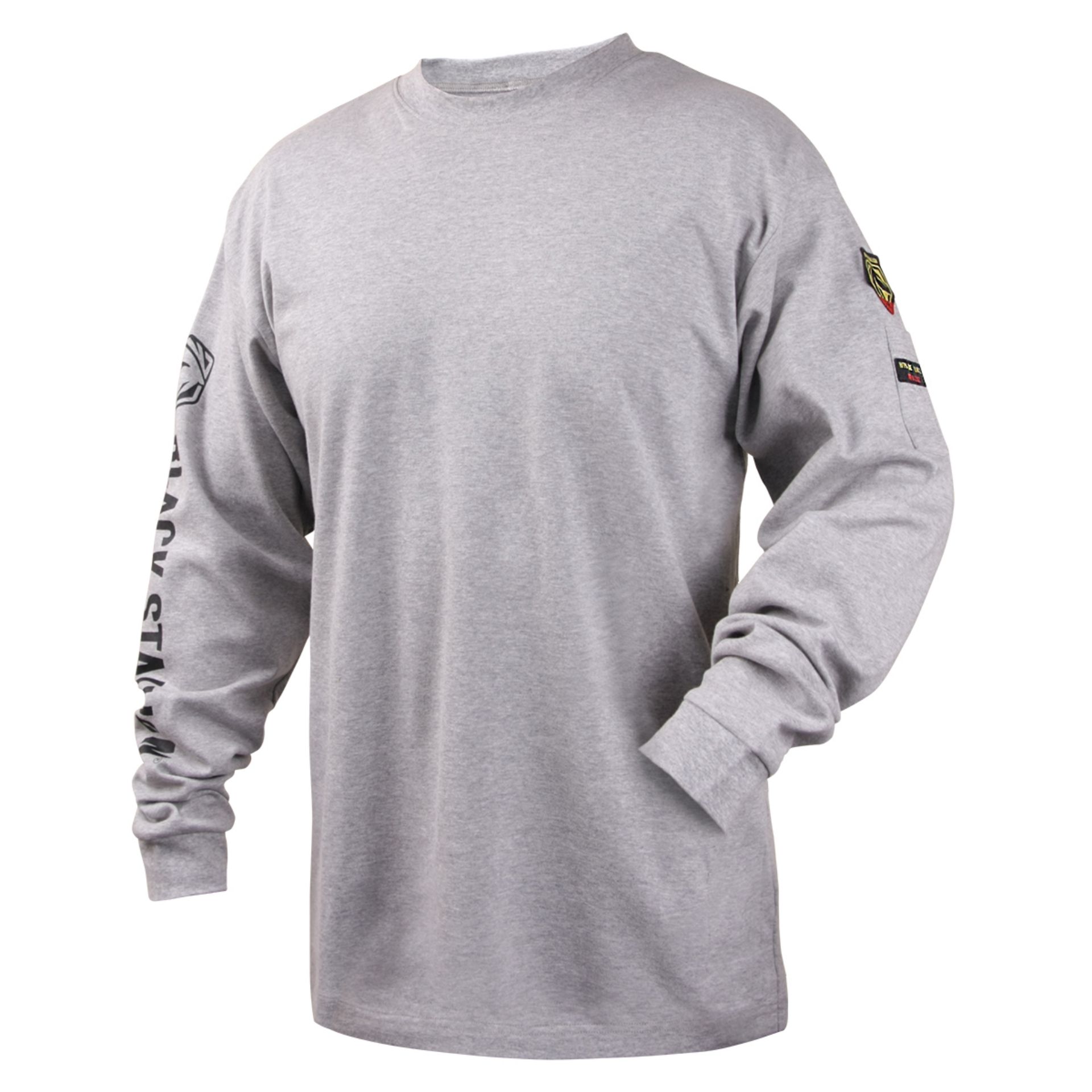 Picture of Black Stallion TF2510-GY 7 OZ FLAME-RESISTANT COTTON LONG SLEEVE T-SHIRT - NFPA 2112, NFPA 70E