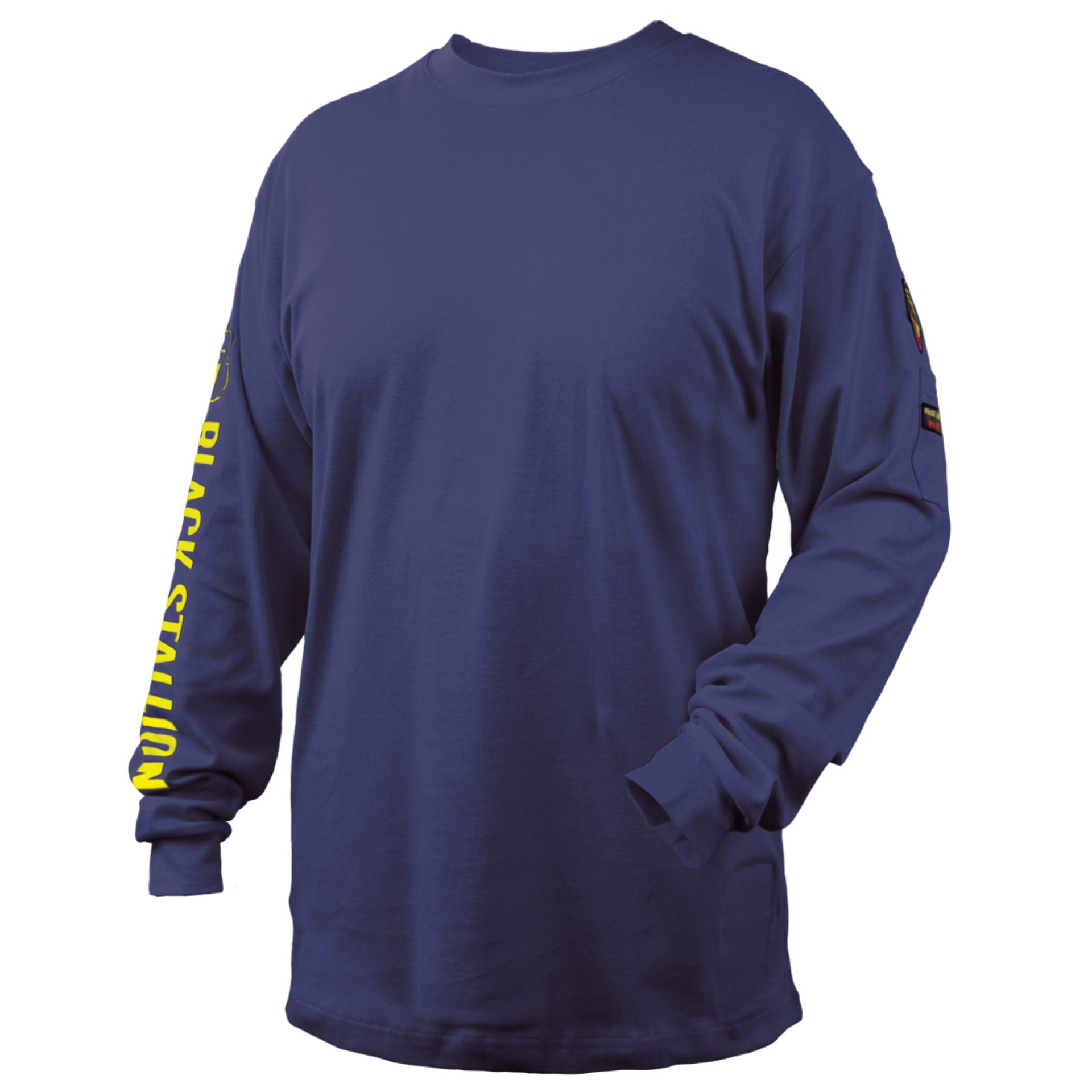 Picture of Black Stallion TF2510-NV 7 OZ FLAME-RESISTANT COTTON LONG SLEEVE T-SHIRT - NFPA 2112, NFPA 70E