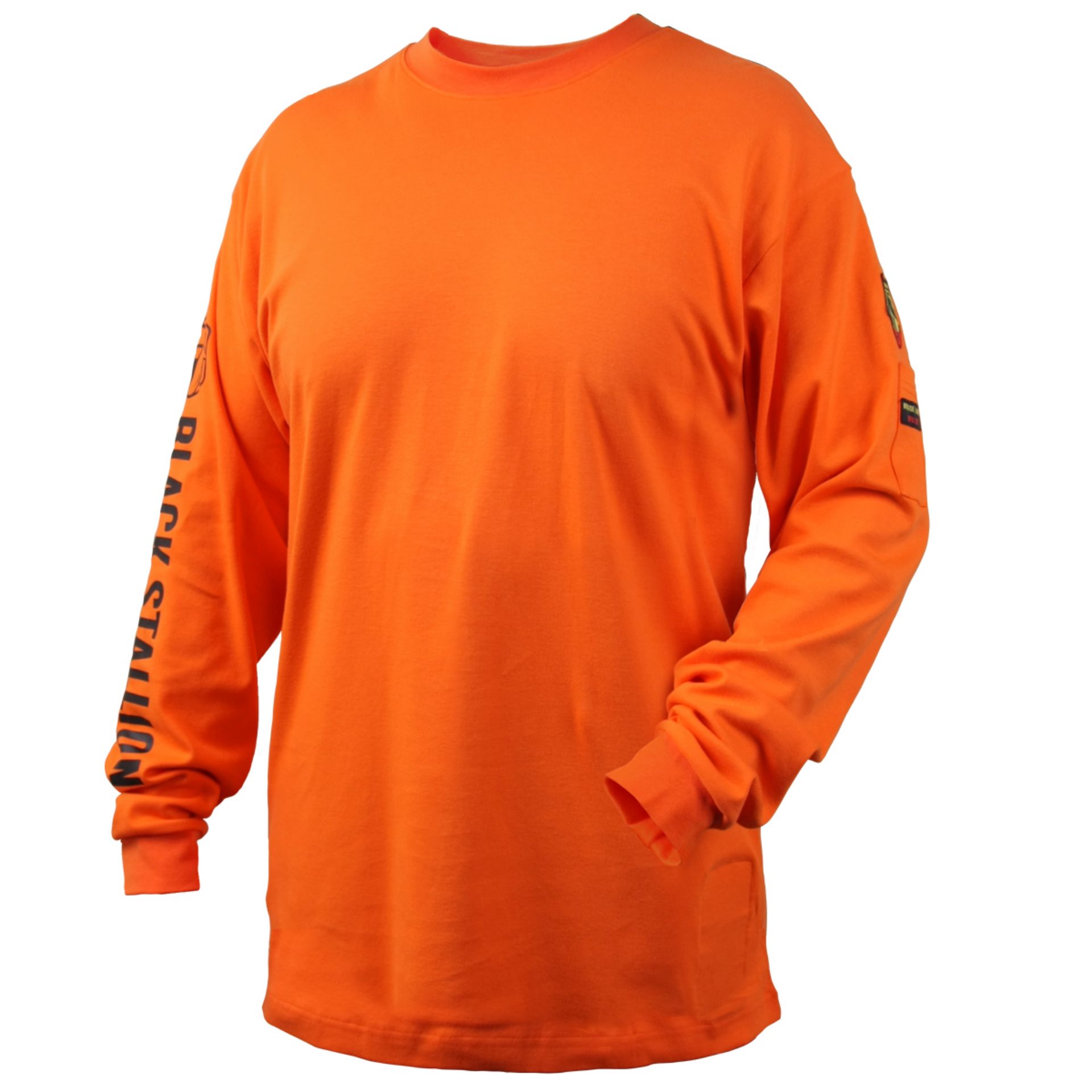 Picture of Black Stallion TF2510-OR 7 OZ FLAME-RESISTANT COTTON LONG SLEEVE T-SHIRT - NFPA 2112, NFPA 70E