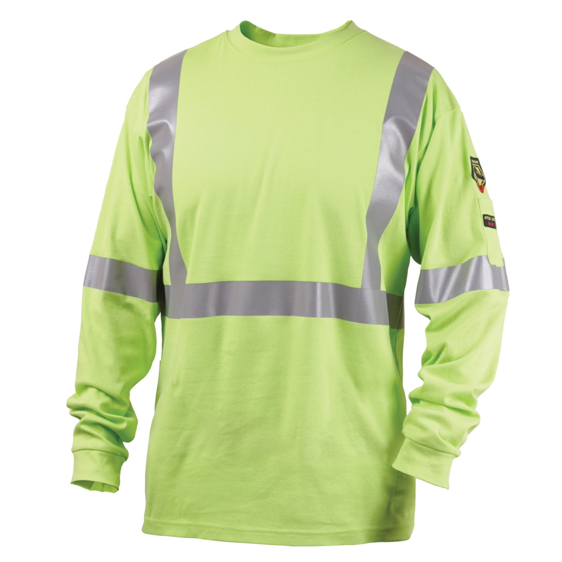 Picture of Black Stallion TF2511-LM 7 OZ FLAME-RESISTANT COTTON LONG SLEEVE T-SHIRT WITH SILVER REFLECTIVE  - NFPA 2112, NFPA 70E