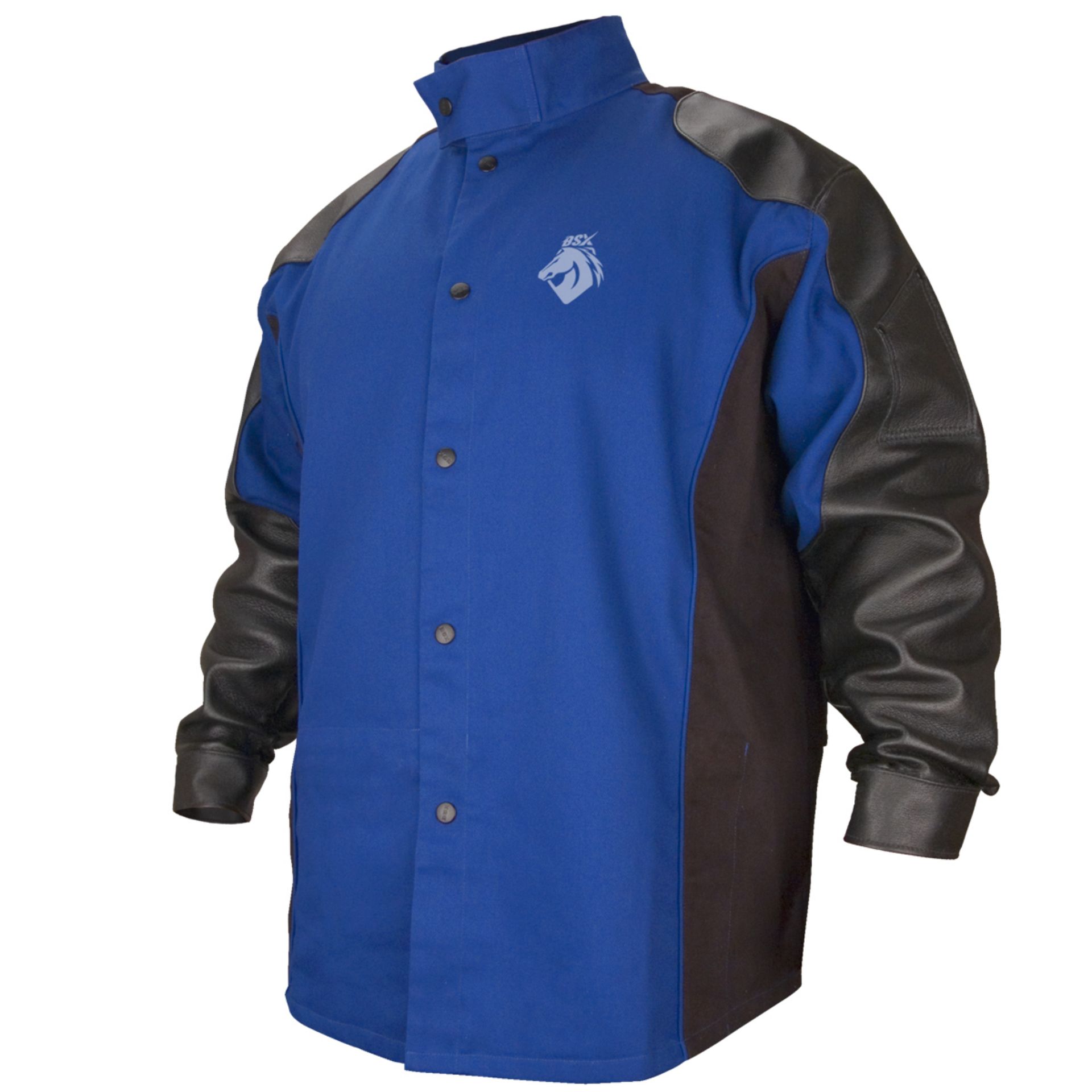 Picture of Black Stallion BXRB9C/PS BSX BLUE FLAMES FR JACKET 9 OZ FR - W/PIG GRAIN SLEEVE