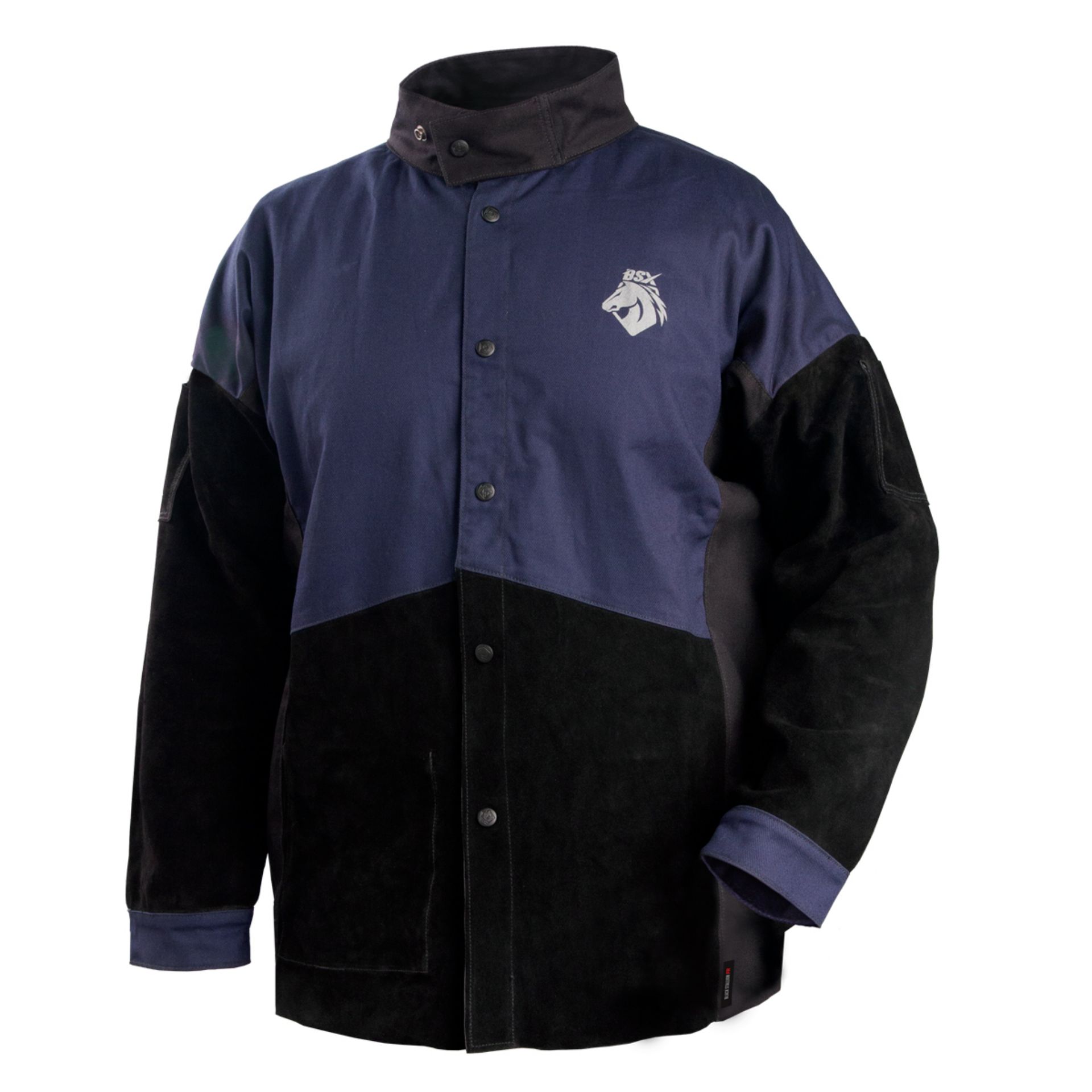 Picture of Black Stallion JH1016-NB BSX 9 OZ FR AND SIDE SPLIT COWHIDE HYBRID COAT - NAVY/BLACK
