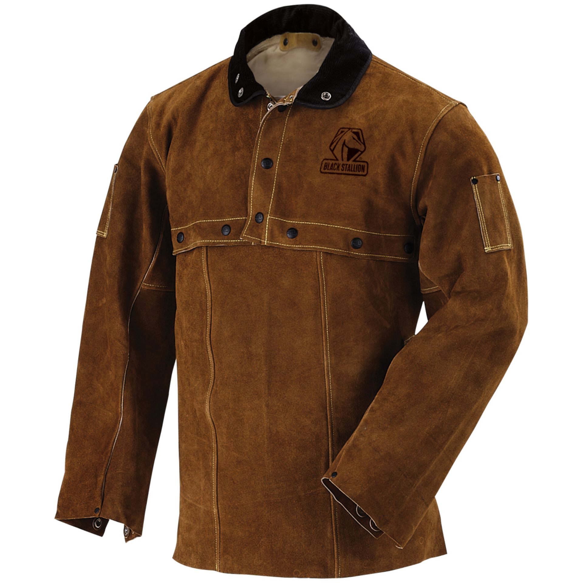 Picture of Black Stallion 214CS SIDE SPLIT COWHIDE LEATHER CAPE SLEEVE & 14 INCH BIB (SET)