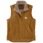 Picture of Carhartt 104277 Mens Loose Fit Washed Duck Sherpa-Lined Mock-Neck Vest