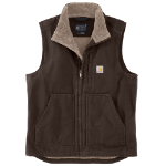 Picture of Carhartt 104277 Mens Loose Fit Washed Duck Sherpa-Lined Mock-Neck Vest
