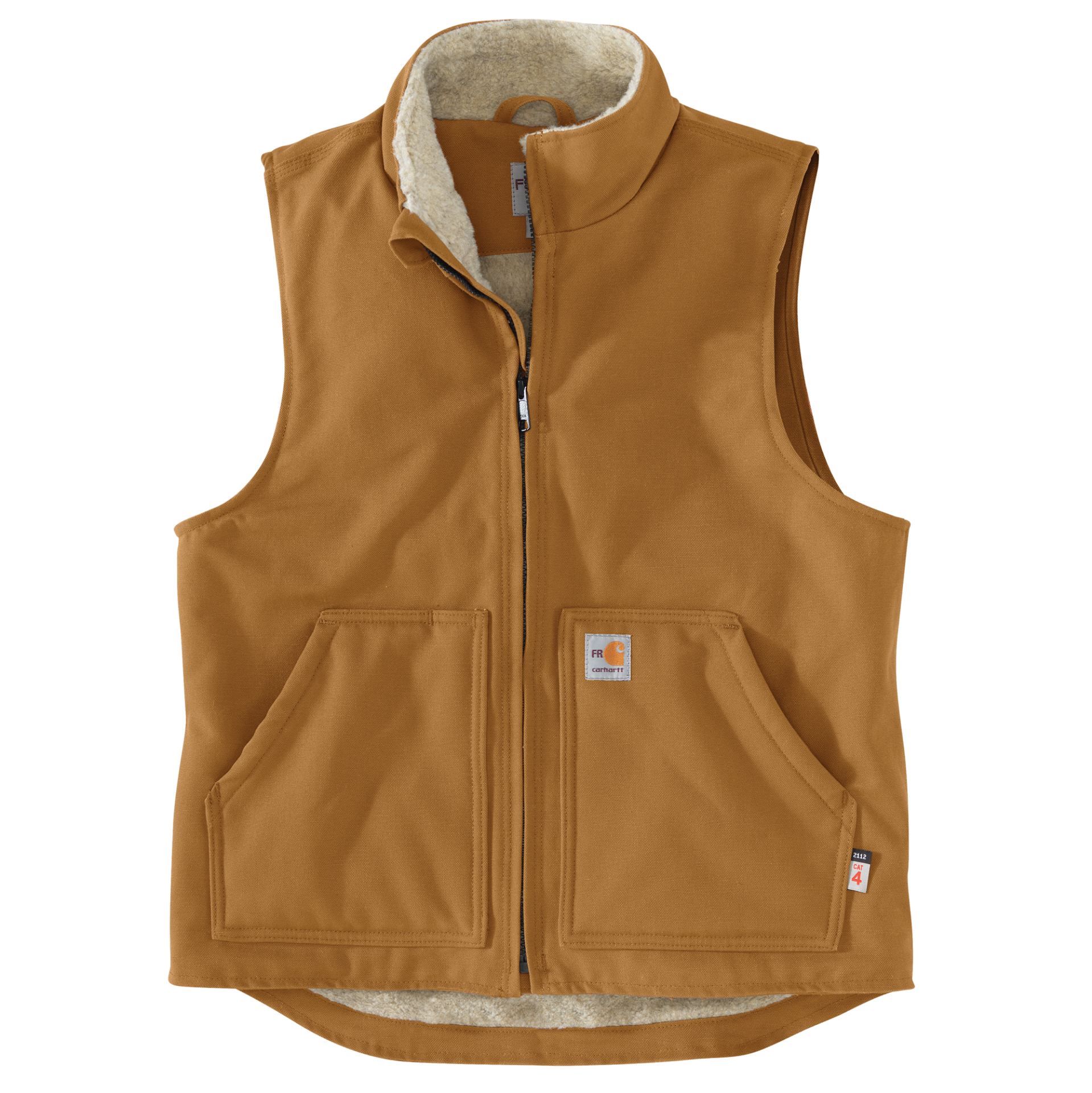 Picture of Carhartt 104981 Mens Flame Resistant Relaxed Fit Duck Sherpa-Lined Mock Neck Vest