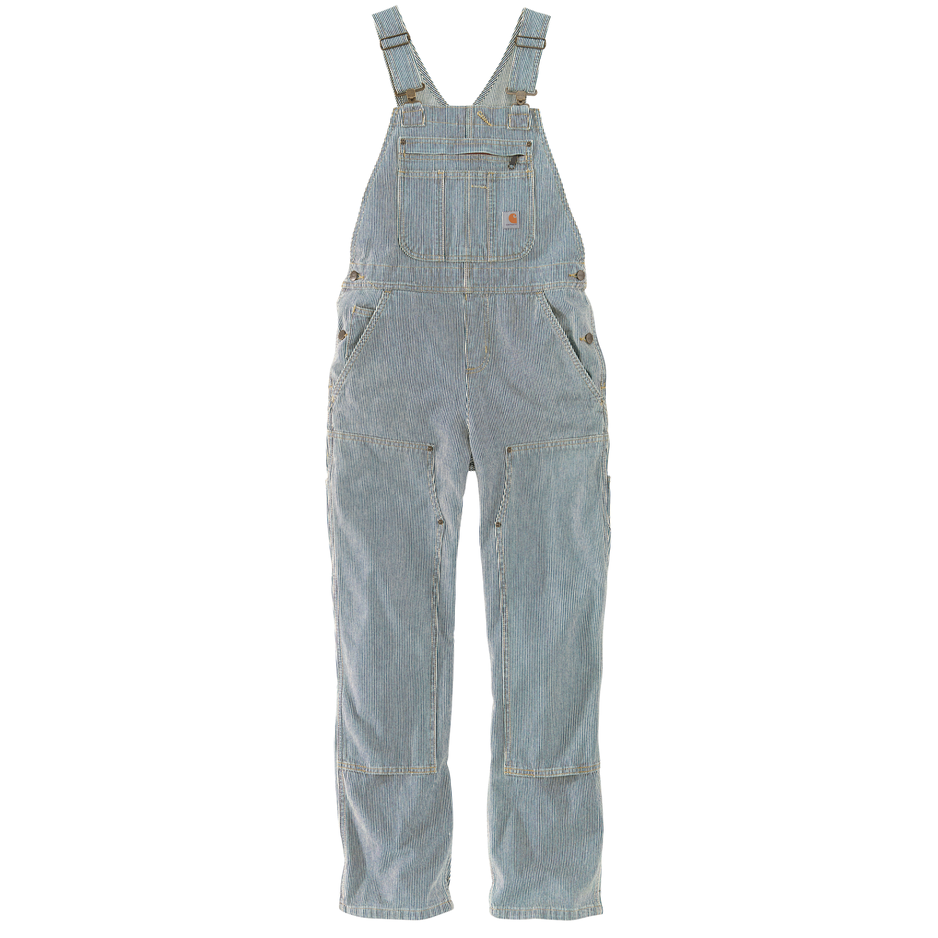 Picture of Carhartt 103042 Womens Relaxed Fit Denim Railroad Stripe Bib Overall