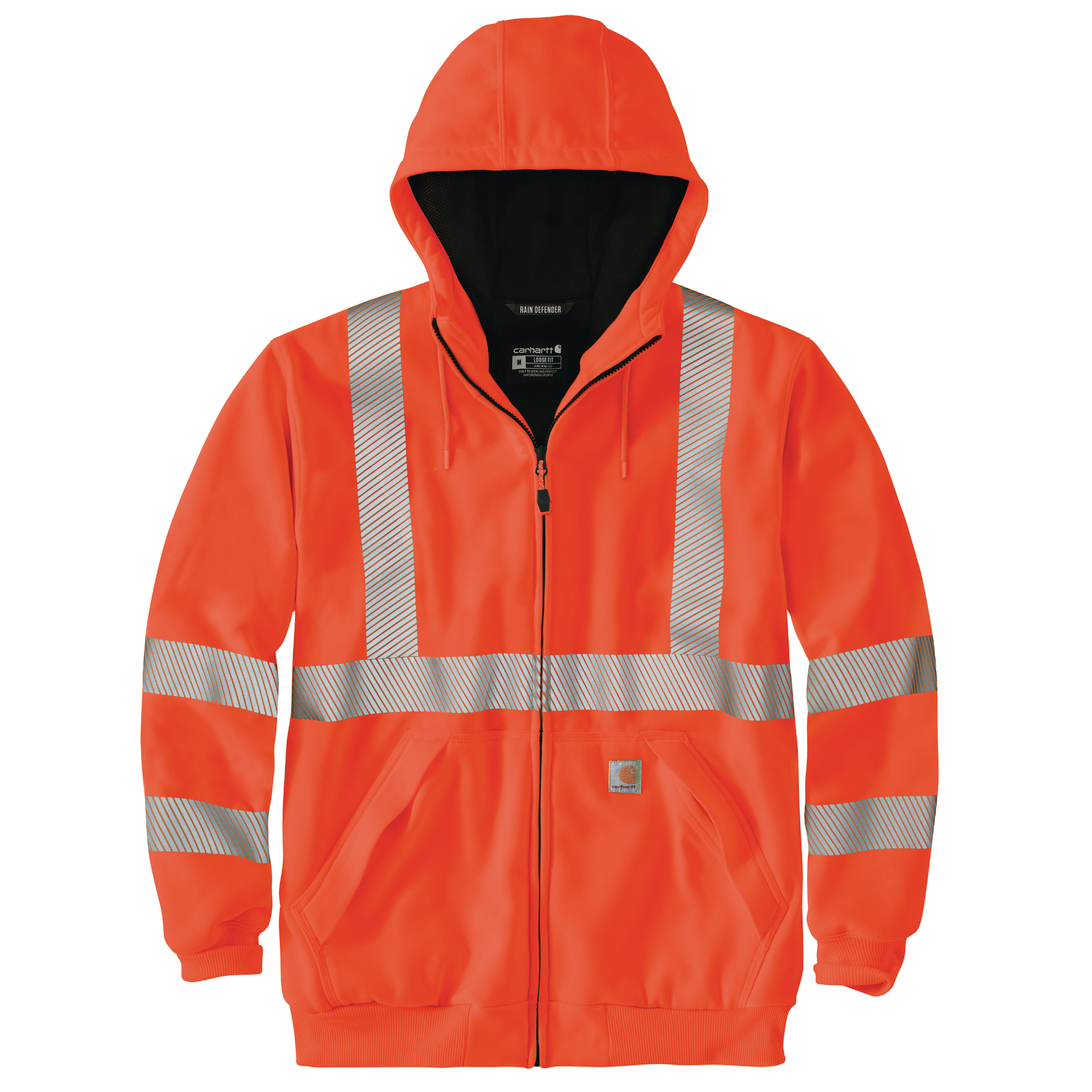Picture of Carhartt 104988 Mens High-Visibility Rain Defender® Loose Fit Midweight Thermal-Lined Full-Zip Class 3 Sweatshirt