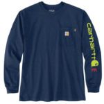 Picture of Carhartt 104130 Mens Flame Resistant Force Loose Fit Lightweight Long-Sleeve Logo Graphic T-Shirt