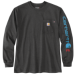 Picture of Carhartt 104130 Mens Flame Resistant Force Loose Fit Lightweight Long-Sleeve Logo Graphic T-Shirt