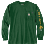 Picture of Carhartt 104130 Mens Flame Resistant Force Loose Fit Lightweight Long-Sleeve Logo Graphic T-Shirt