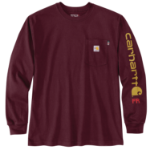 Picture of Carhartt 104130 Mens Flame Resistant Force Loose Fit Lightweight Long-Sleeve Logo Graphic T-Shirt