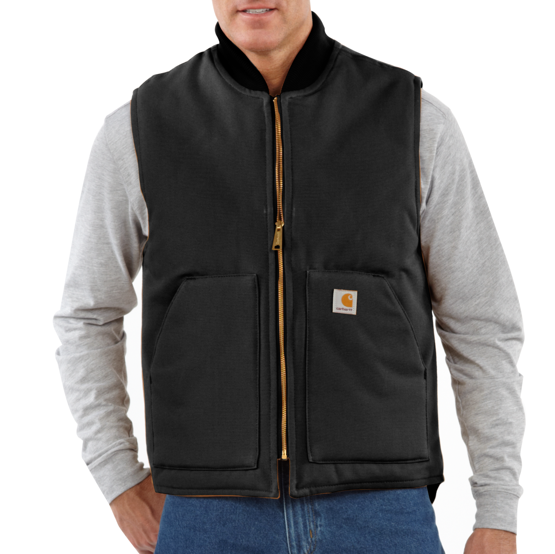 Picture of Carhartt 106676 Mens V01 Relaxed Fit Firm Duck Insulated Rib Collar Vest