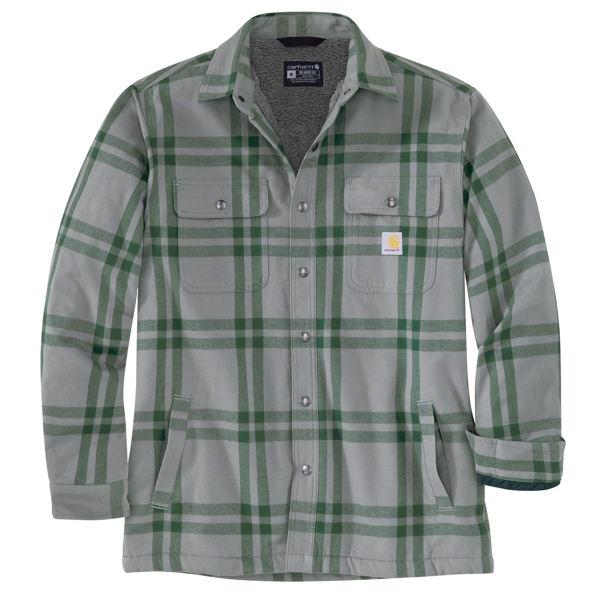 Picture of Carhartt 106354 Mens Relaxed Fit Flannel Sherpa-Lined Shirt Jac