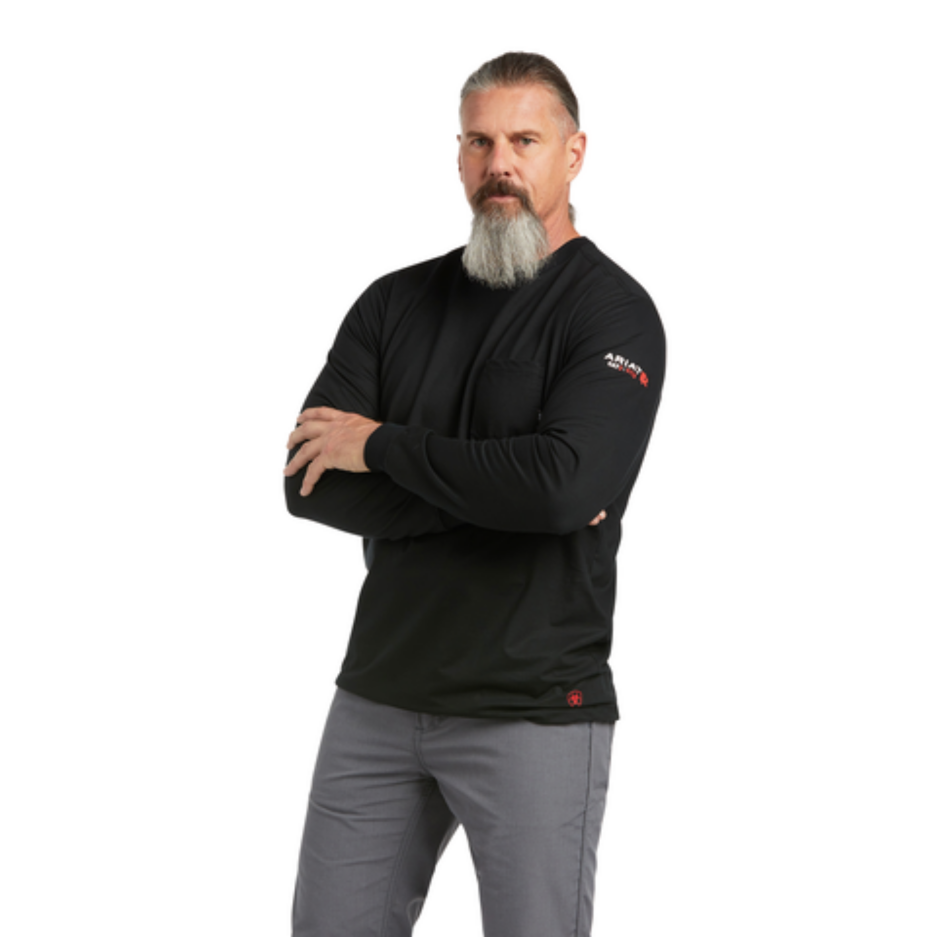 Picture of Ariat 10039295 FR STRETCH LOGO LS T-SHRT