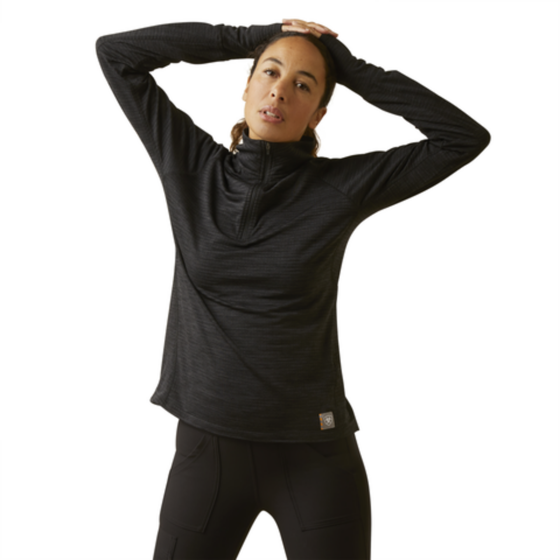 Picture of Ariat 10046518 REBAR GRIDWORK BASELAYER 1/4 ZIP LS T-SHRT