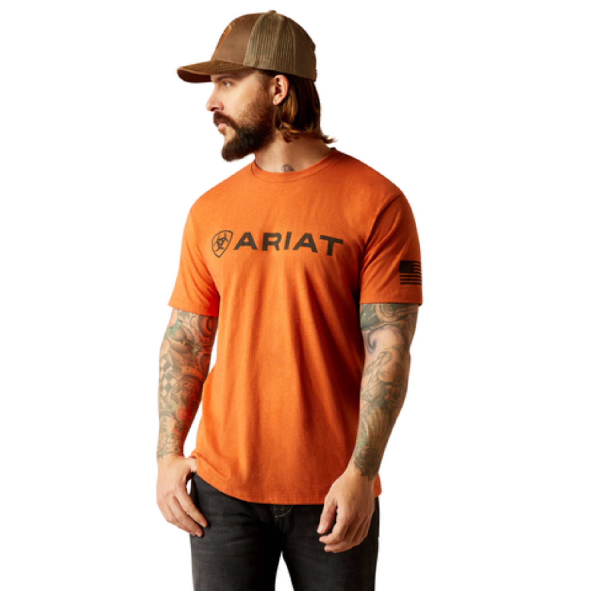 Picture of Ariat 10054196 ARIAT SHIELD FLAG SS TSHRT