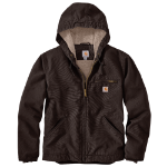 Picture of Carhartt 104392 Mens Relaxed Fit Washed Duck Sherpa-Lined Jacket