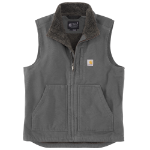 Picture of Carhartt 104277 Mens Loose Fit Washed Duck Sherpa-Lined Mock-Neck Vest