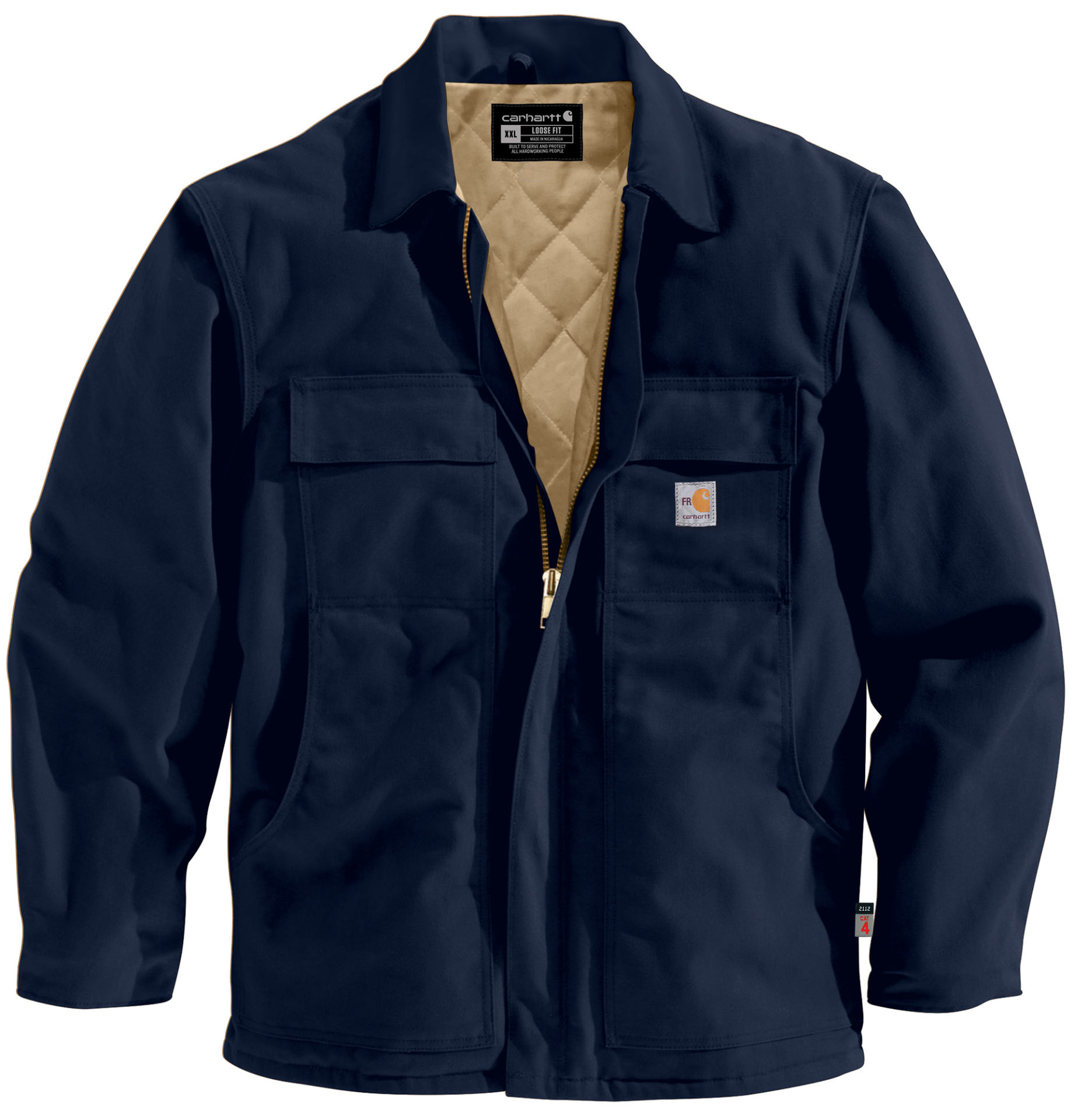 Picture of Carhartt 101618 Mens Flame Resistant Loose Fit Firm Duck Insulated Traditional Coat