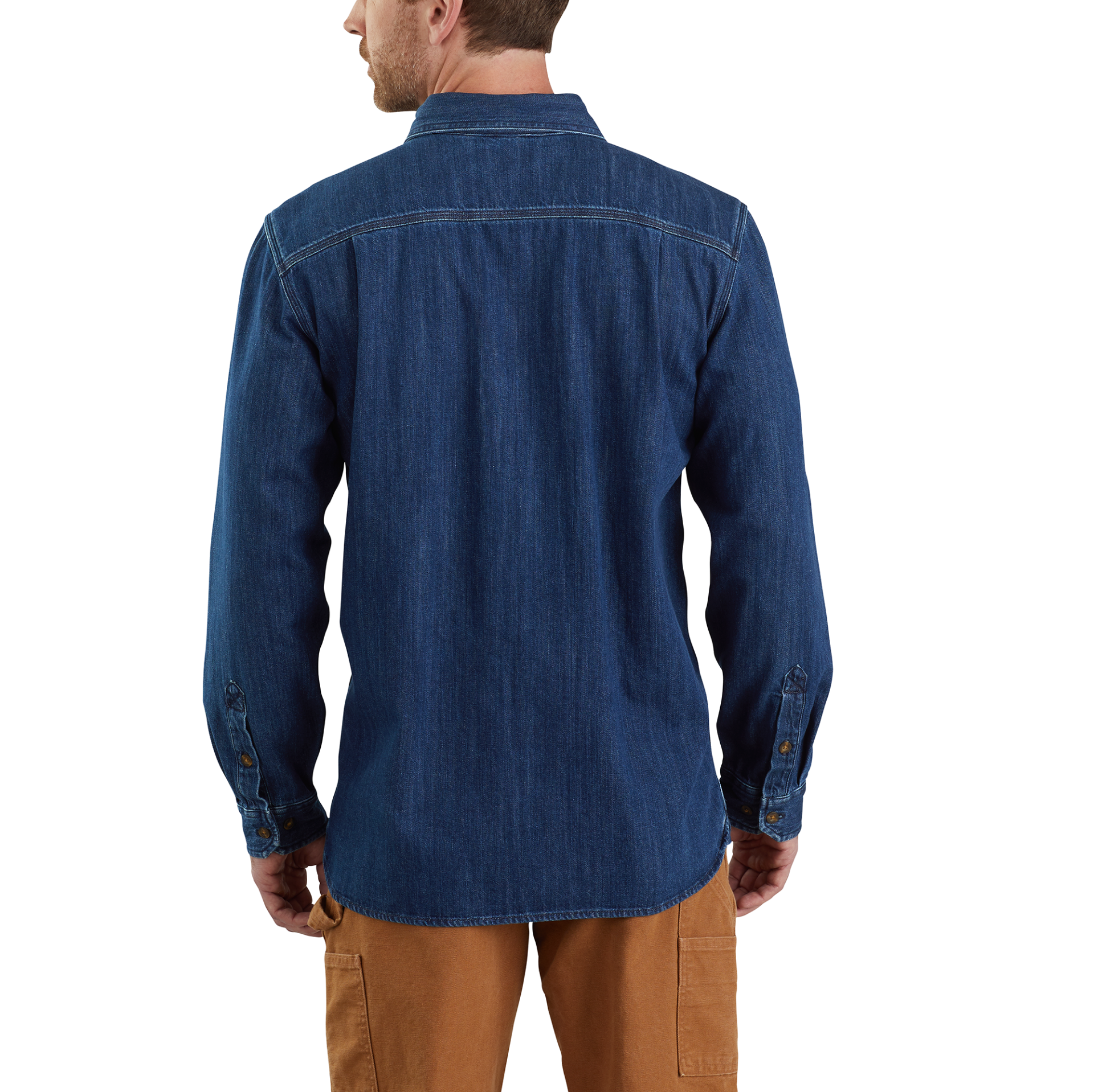 Picture of Carhartt 103854 Mens Relaxed Fit Heavyweight Denim Long-Sleeve Shirt