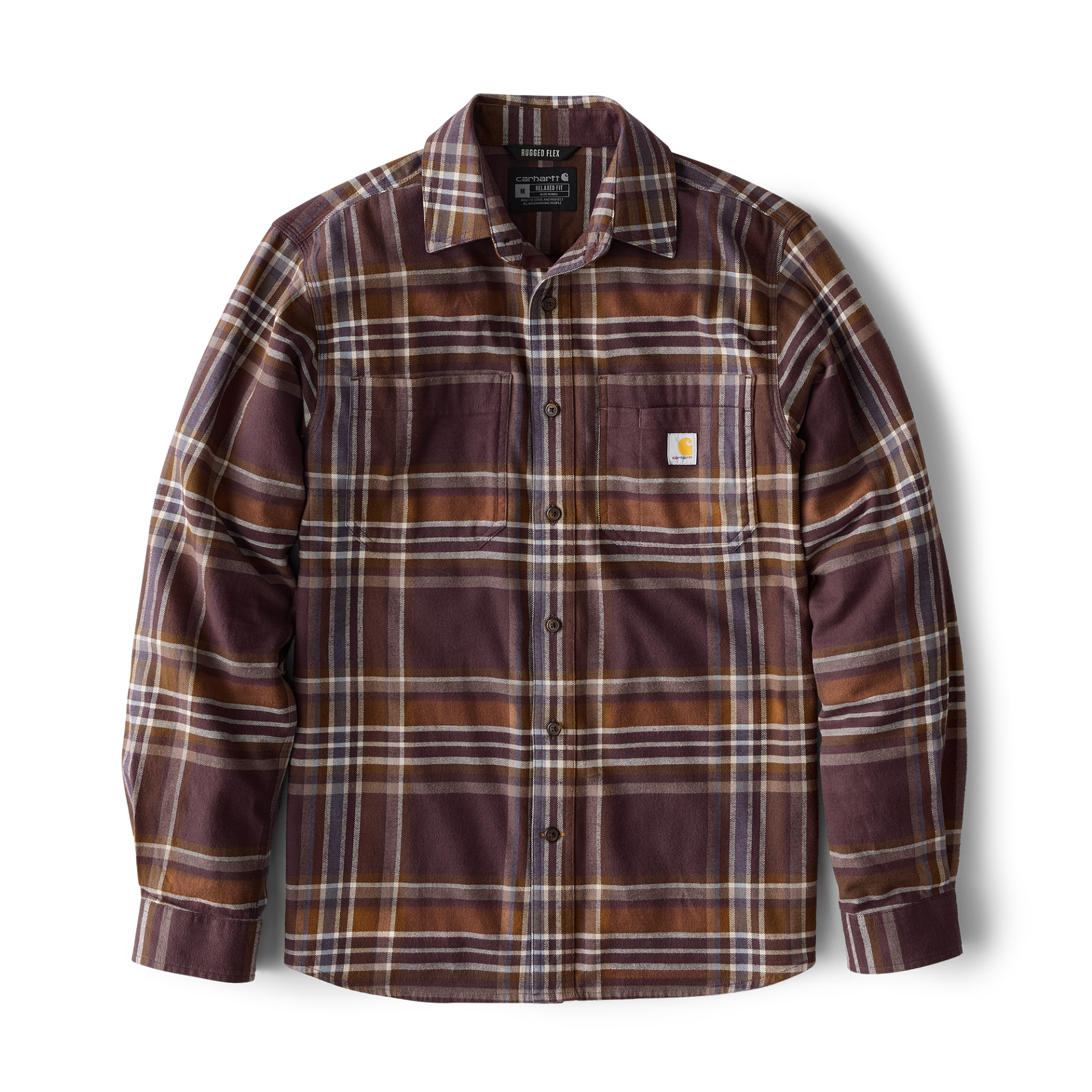 Picture of Carhartt 107010 Mens Rugged Flex™ Relaxed Fit Midweight Flannel Long-Sleeve Plaid Shirt
