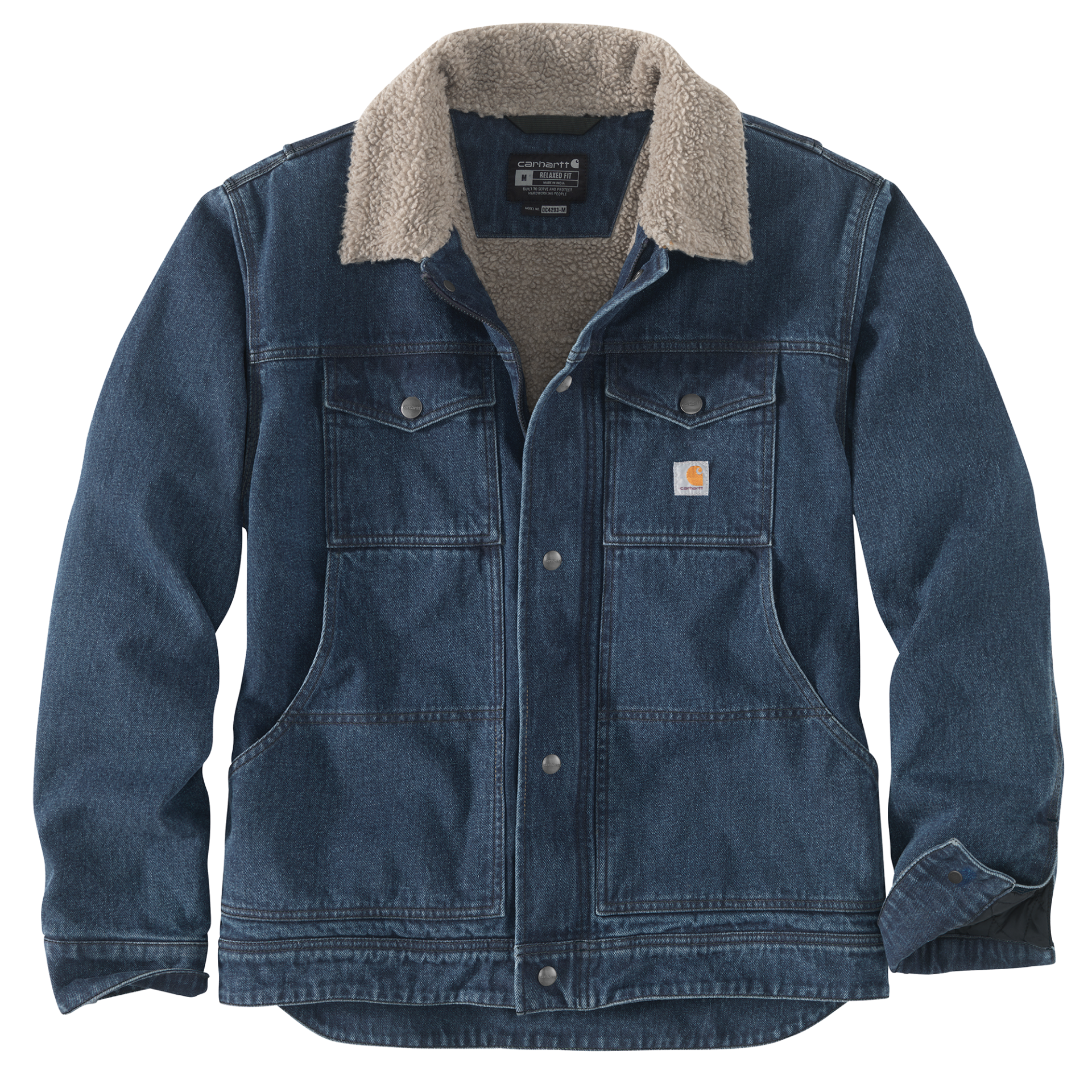 Picture of Carhartt 106323 Mens Relaxed Fit Denim Sherpa-Lined Jacket