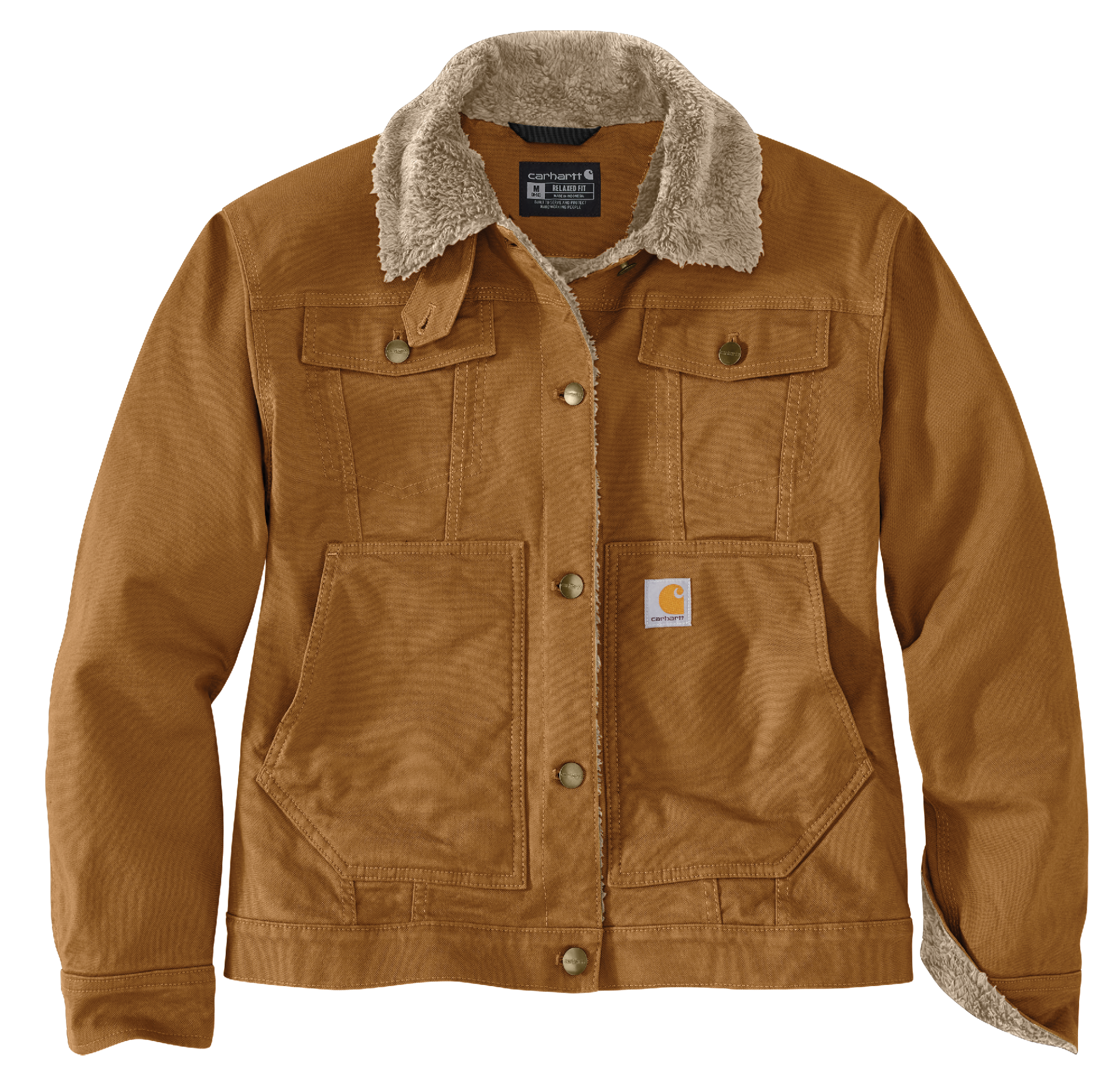 Picture of Carhartt 106463 Womens Rugged Flex® Loose Fit Canvas Sherpa-Lined Jacket