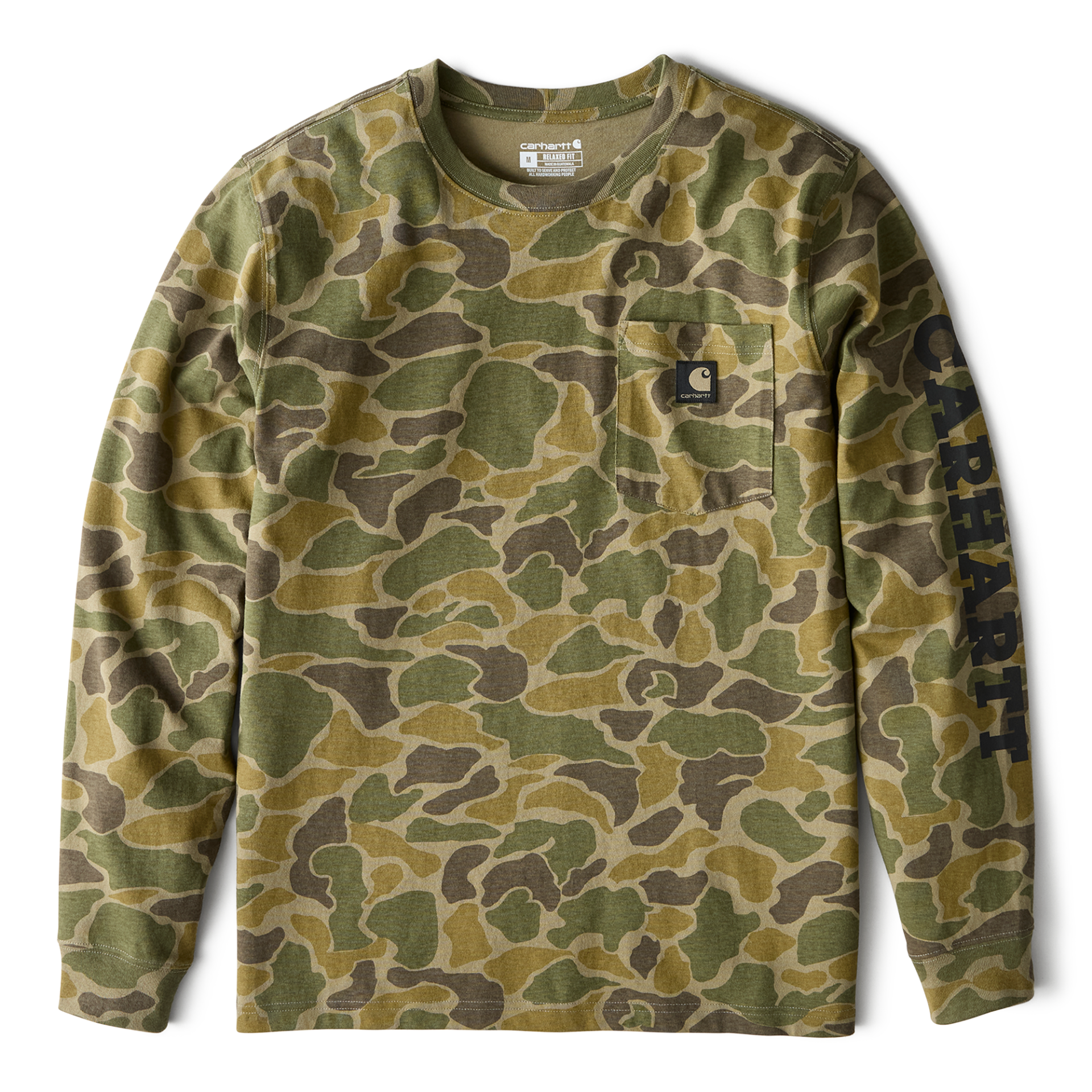 Picture of Carhartt 107043 Mens Relaxed Fit Heavyweight Long-Sleeve Pocket Camo Logo Graphic T-Shirt