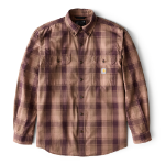 Picture of Carhartt 107012 Mens Loose Fit Midweight Chambray Long-Sleeve Plaid Shirt