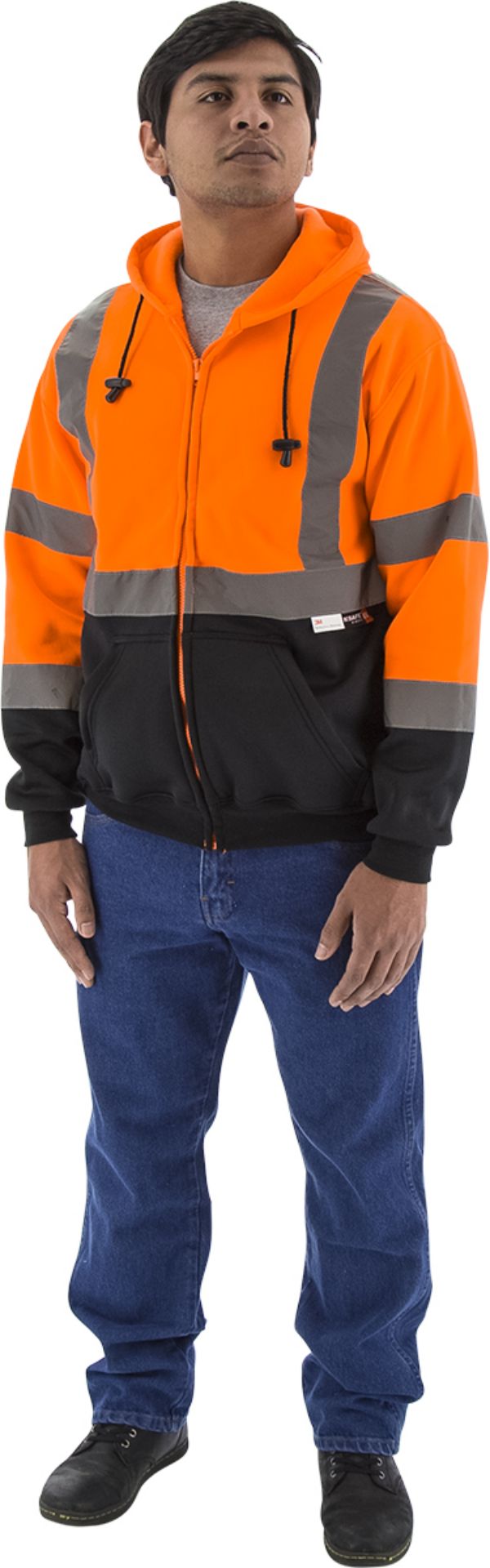 Picture of Majestic 75-5326 Hi-Viz Hooded Sweatshirt with Zipper Closure, ANSI 3