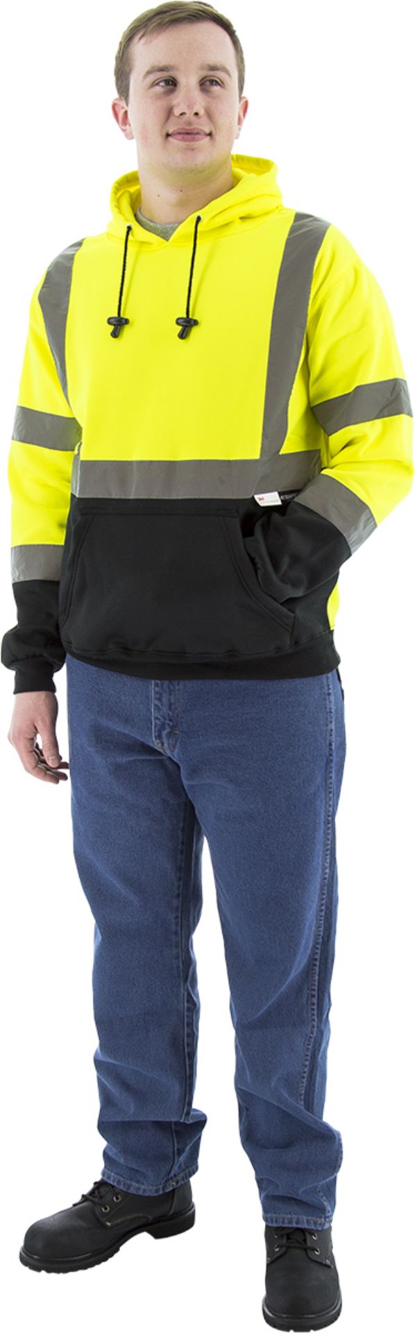 Picture of Majestic 75-5327 Hi-Viz Hooded Pullover Sweatshirt, ANSI 3
