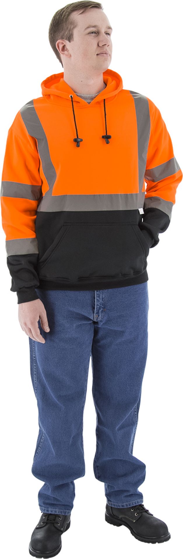 Picture of Majestic 75-5328 Hi-Viz Hooded Pullover Sweatshirt, ANSI 3