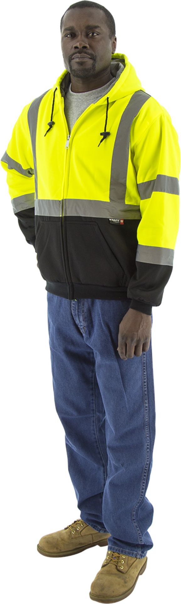 Picture of Majestic 75-5331 Hi-Viz Hooded Sweatshirt with TEFLON®, ANSI 3