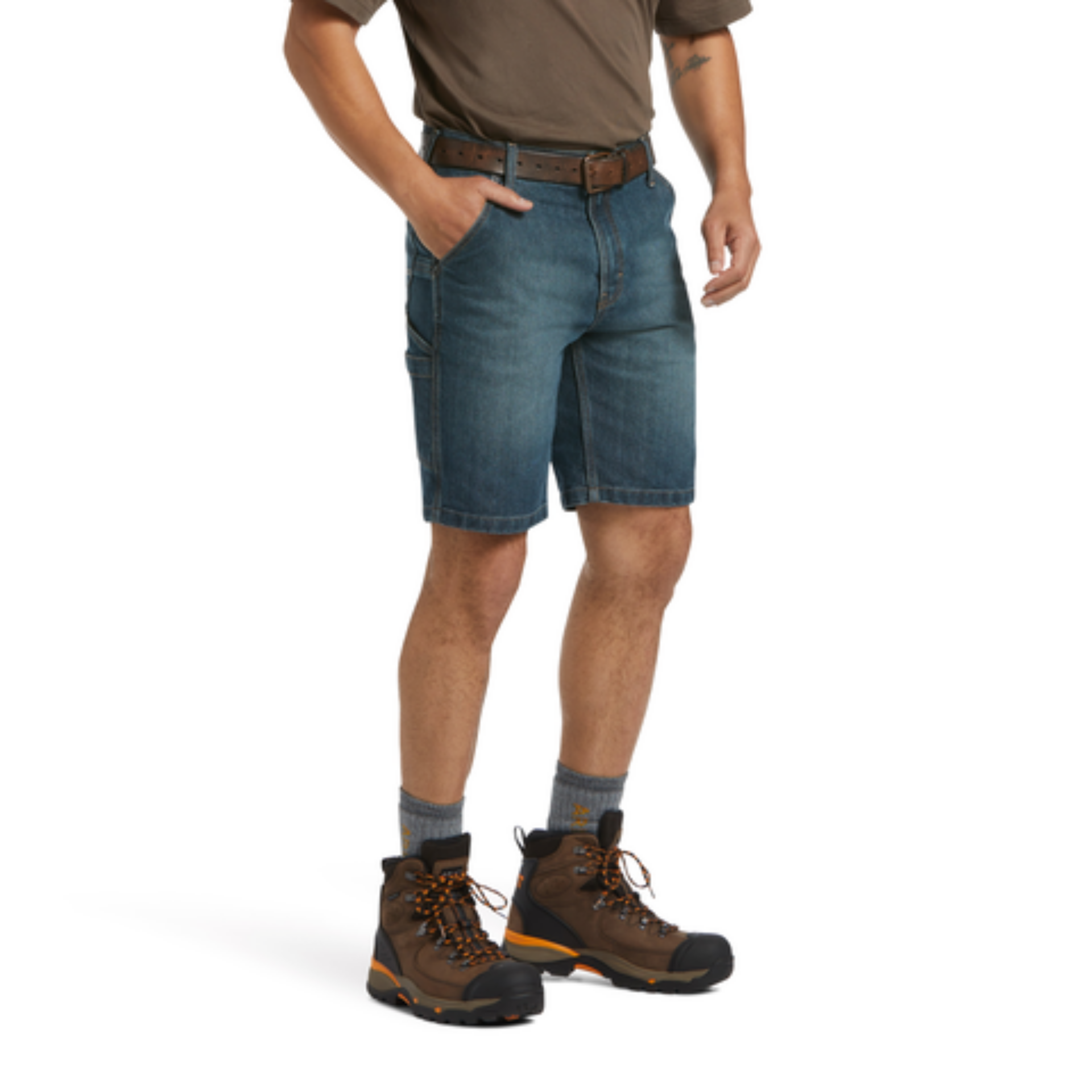 Picture of Ariat 10039286 REBAR M4 DURASTR DENIM UTILITY SHORT