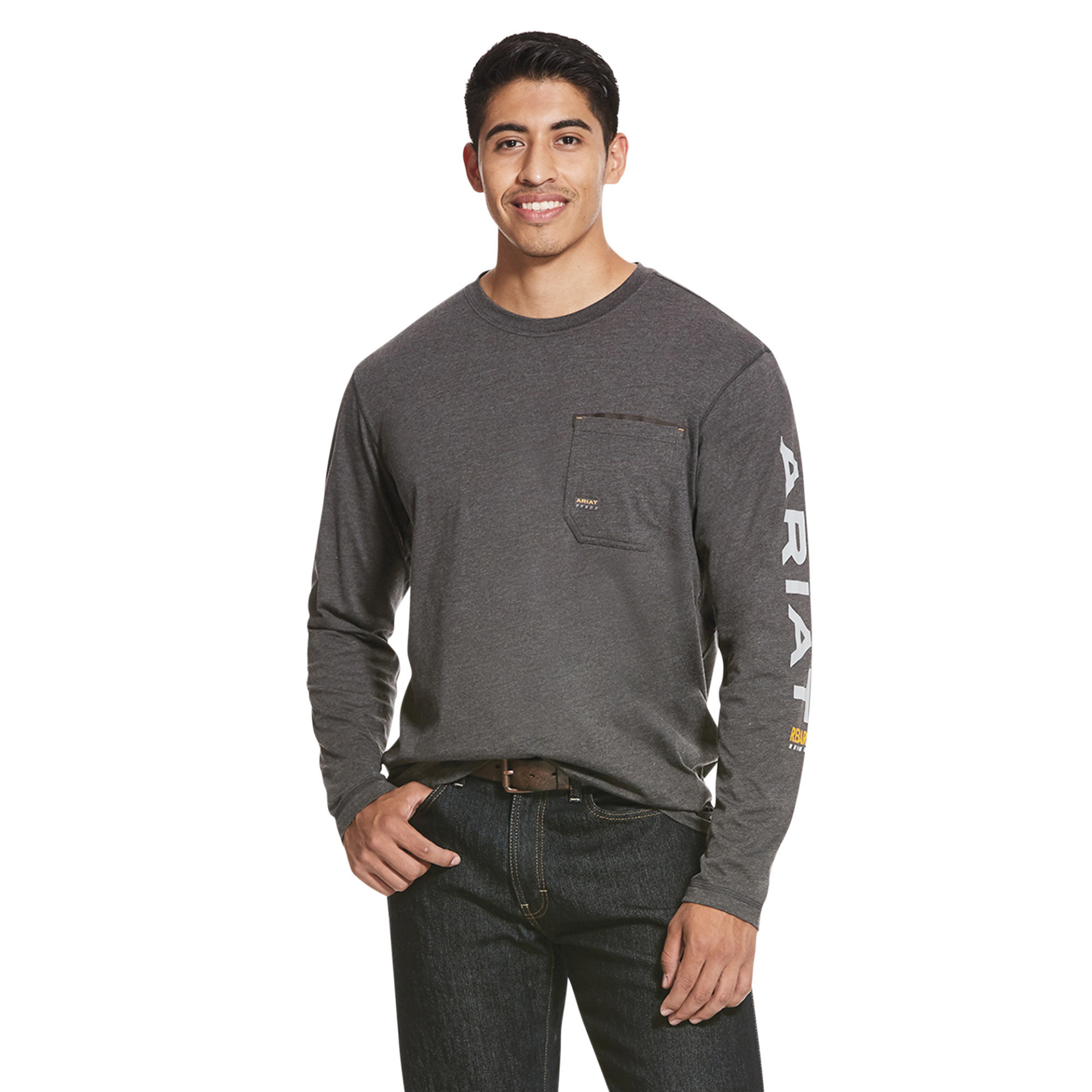Picture of Ariat 10027815 REBAR WORKMAN LOGO LS T-SHRT