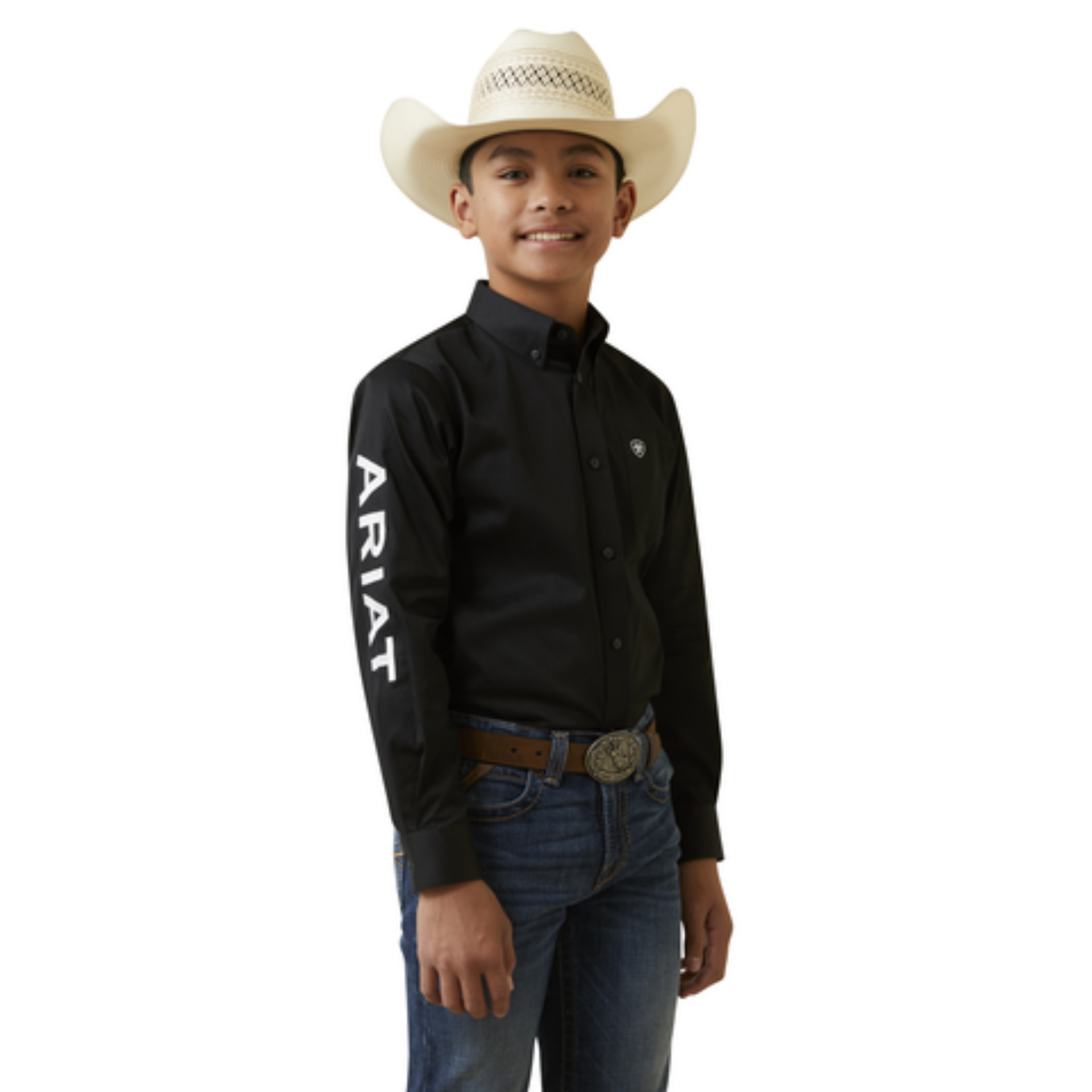 Picture of Ariat 10045426 TEAM LOGO TWILL LS SHRT