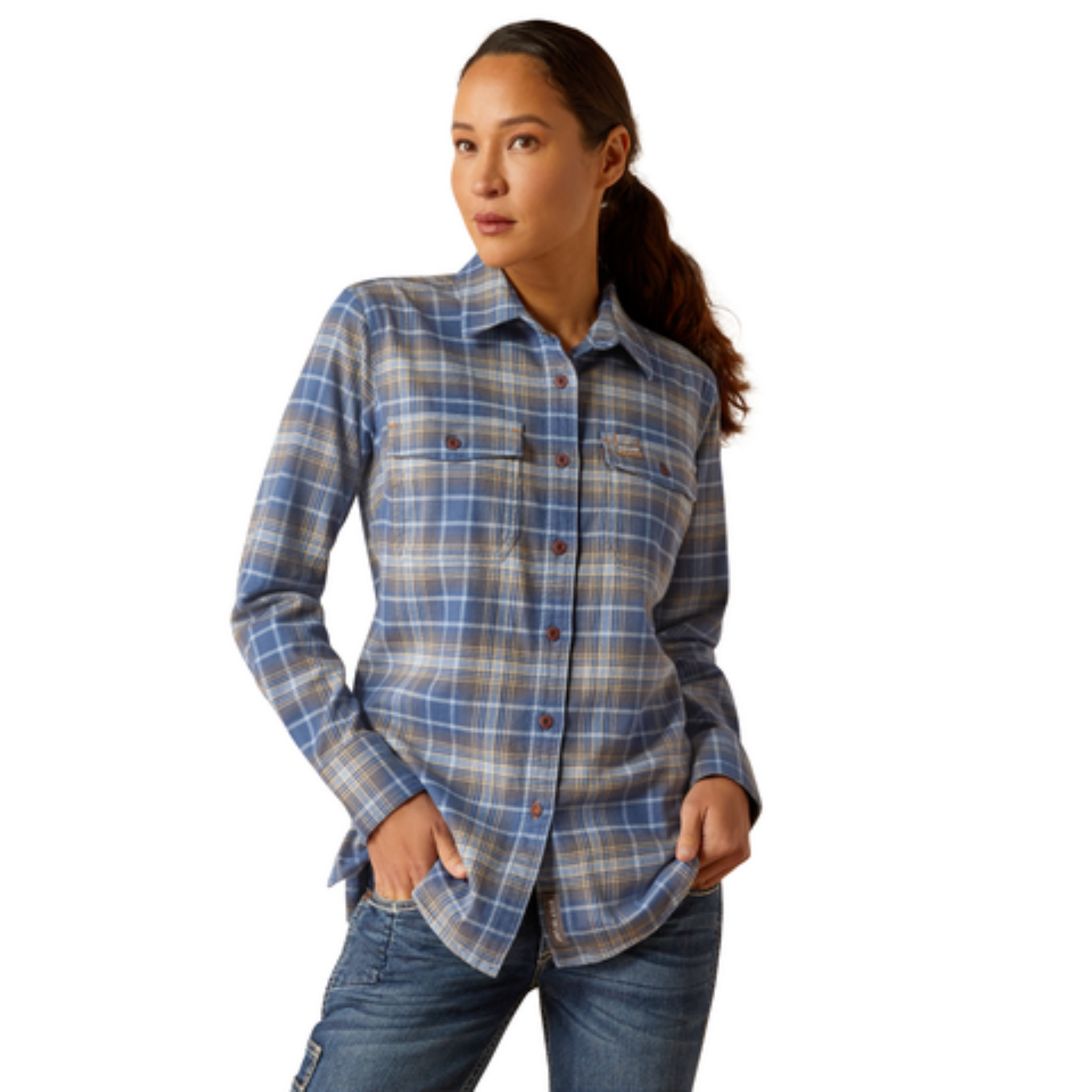 Picture of Ariat 10052842 REBAR FLANNEL DURASTR LS WRK SHRT